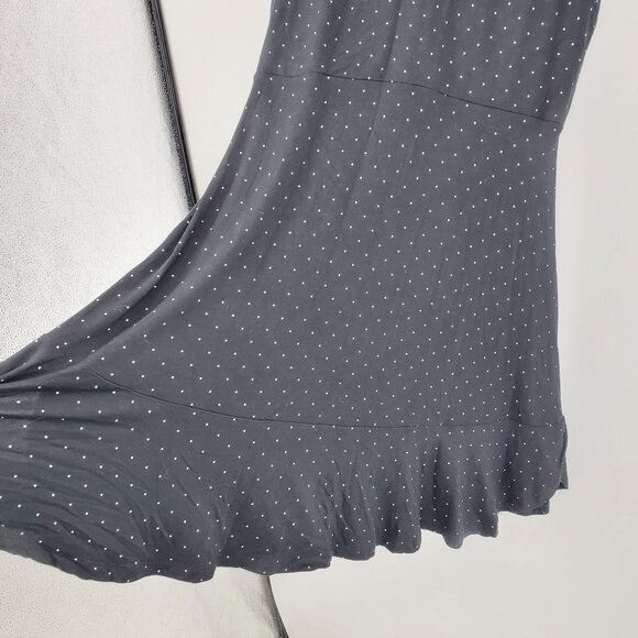 Loft Ann Taylor Black and White Polka Dot V Neck Knee Length Dress 6 - Picture 5 of 9